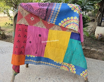 Reversible Kantha Quilt Antique Vintage Kantha Throw Hand stitched Quilt Boho Cotton Quilt Indian Ralli Quilt Handmade Kantha Sofa Bedspread