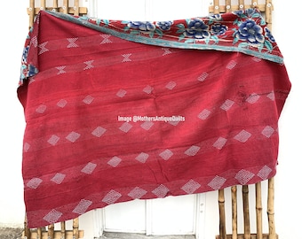 Reversible Kantha Quilt Antique Vintage Kantha Throw Hand stitched Quilt Boho Cotton Quilt Indian Ralli Quilt Handmade Kantha Sofa Bedspread