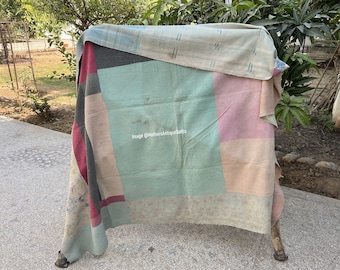 Reversible Kantha Quilt Antique Vintage Kantha Throw Hand stitched Quilt Boho Cotton Quilt Indian Ralli Quilt Handmade Kantha Sofa Bedspread