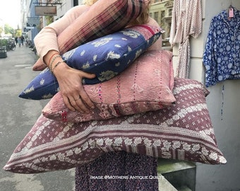 10pcs Set Vintage Kantha Pillow Covers, 18x18 Inches Indian Bohemian Patchwork Kantha Cushion Cover, Handmade Antique Kantha Throw Pillow