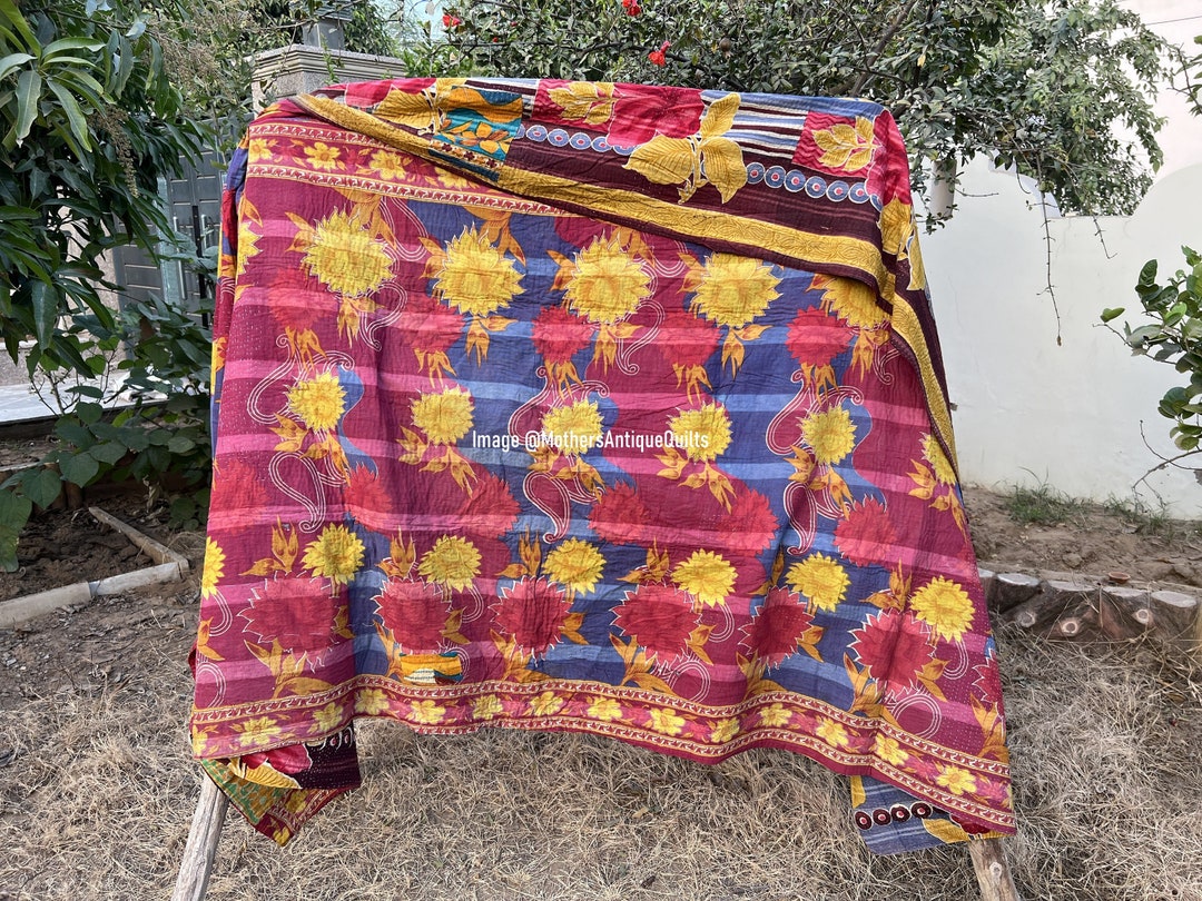 Reversible Kantha Quilt Throw