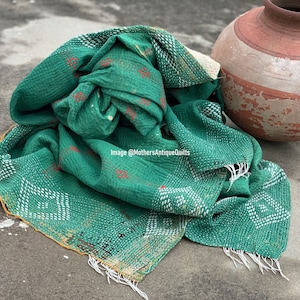 Reversible Kantha Quilt Antique Vintage Kantha Throw Hand stitched Quilt Boho Cotton Quilt Indian Ralli Quilt Handmade Kantha Sofa Bedspread
