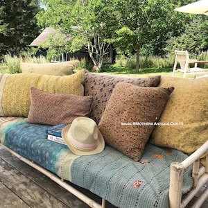 10pcs Set 16x16 Inches Vintage Kantha Cushion Cover, Bohemian Pillow Cover, Handmade Antique Kantha Pillow Cover, Decor Throw Pillow Cover,