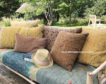 10pcs Set 16x16 Inches Vintage Kantha Cushion Cover, Bohemian Pillow Cover, Handmade Antique Kantha Pillow Cover, Decor Throw Pillow Cover,