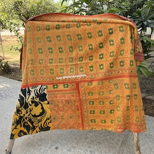 Reversible Kantha Quilt Antique Vintage Kantha Throw Hand stitched Quilt Boho Cotton Quilt Indian Ralli Quilt Handmade Kantha Sofa Bedspread image 3