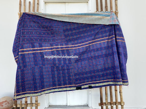 Reversible Kantha Quilt Antique Vintage Kantha Throw Hand stitched Quilt Boho Cotton Quilt Indian Ralli Quilt Handmade Kantha Sofa Bedspread