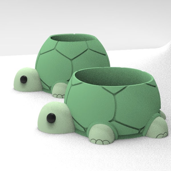 turtle flower pot planter, pencil holder - 3D model STL file