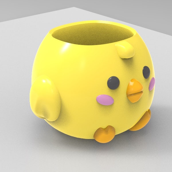 baby chick - flower pot planter, pencil holder - 3D model STL file
