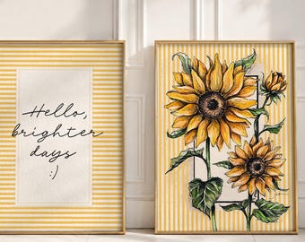 Poster mit Sonnenblumenmotiv aus der französischen Provence, Wandbild im französischen Landhausstil, 3er-Set oder 1 Stück, botanische Aquarelldekoration