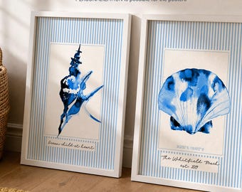 Personalisiertes Ozean-Poster als Geschenk, individueller Spruch, Strandhaus-Druck, Aquarell-Seepferdchen, Oktopus, Schildkröte, Fische, Einzeldruck oder Set