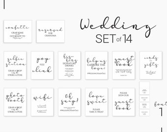 Wedding Signs printable/bundel set van 8x10 classy tekenen voor bruiloft receptie digitaal bewerkbare pakket Wedding Signs
