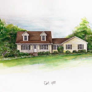 Watercolor House Portrait, Custom House Painting, Handpainted House portrait, Original Art Painting, Custom Home Gift, Personalized Painting