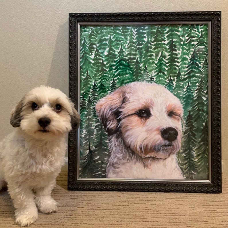 Custom Pet Portrait From Photo • Hand Painted Watercolor Dog or Cat ...