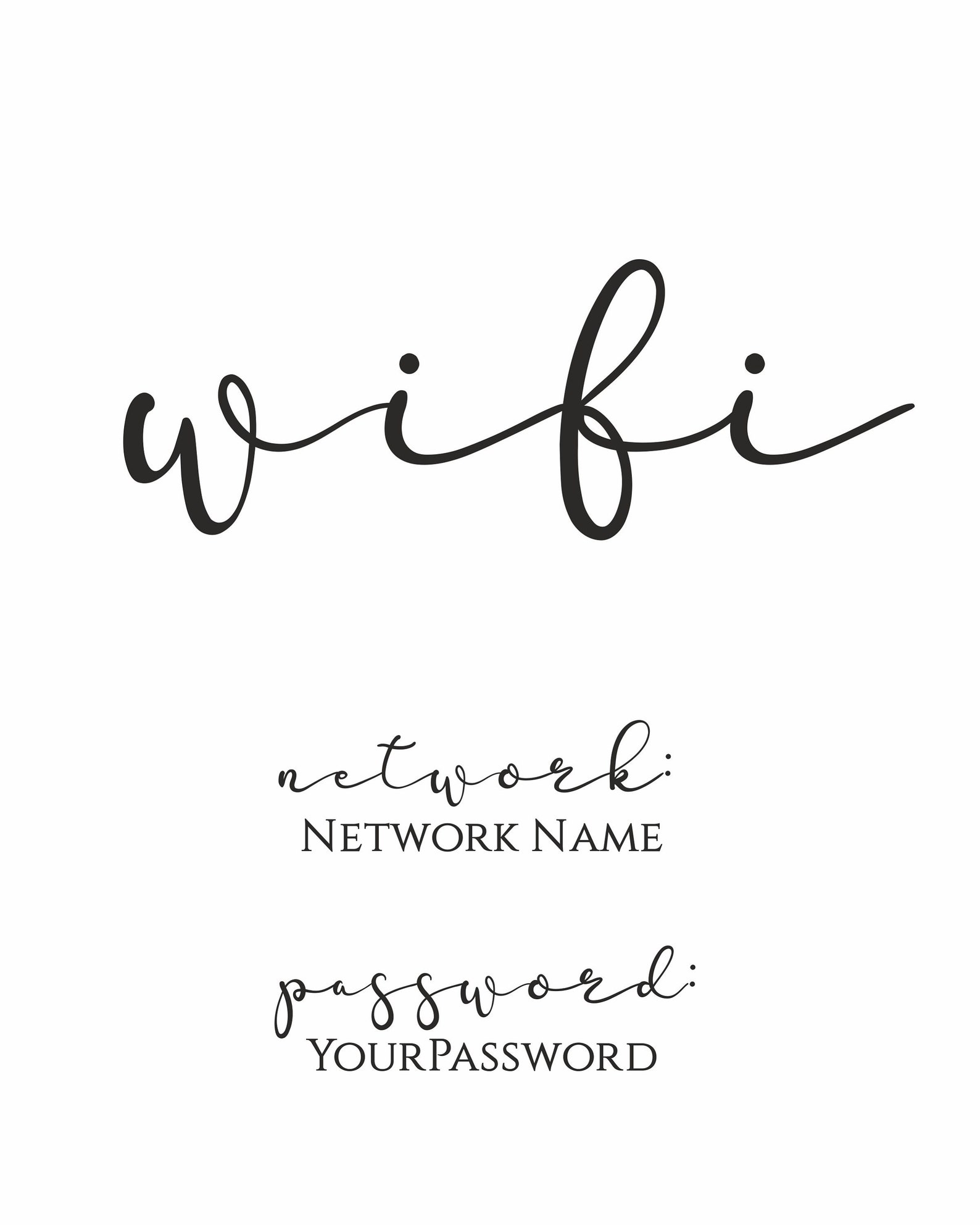 Editable WI FI Sign INSTANT Download Wifi Printable Sign | Etsy