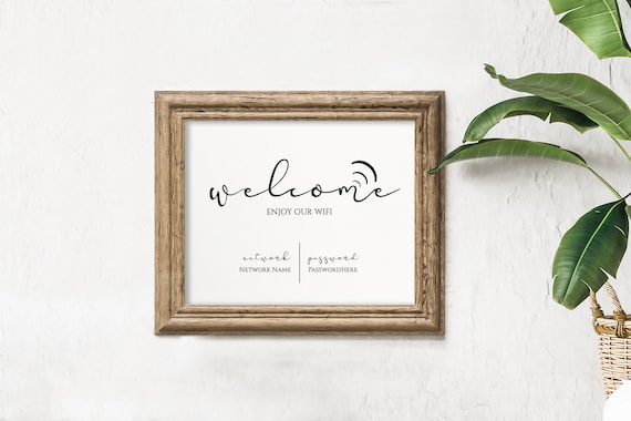 Welcome wifi sign Printable EDITABLE guest room sign Wifi password DIY printable home sign