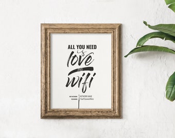 Wifi Printable, Sign Editable Internet sign Guestroom Wifi sign Table sign Wedding wifi sign Bundle  Editable password Editable wifi network
