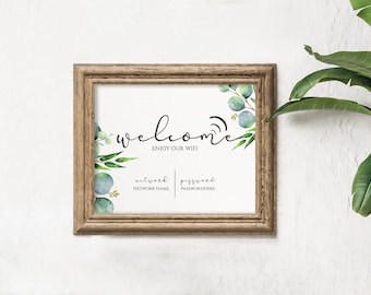 Editable WI FI sign  Printable sign Welcome  Instant digital  Printable sign Party sign printable wifi sign editable
