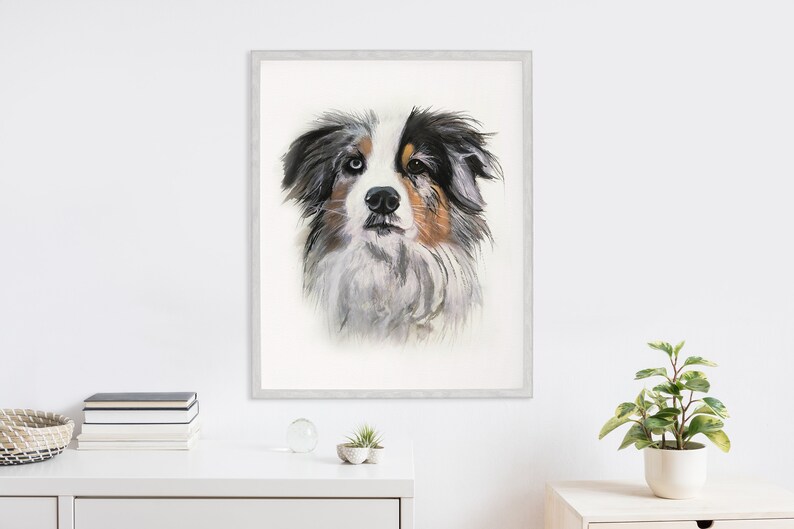 Australian shepard painting Custom dog portrait Shepard poster Dog poster Custom dog painting Custom watercolor dog portrait