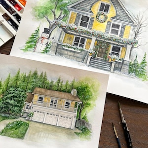 House Portrait From a Photo, Custom House Portrait, Original Watercolor, Custom Watercolor House Painting, Handpainted original