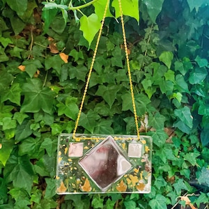 Botanical Resin Wall Hanging | Mirror floating frame | Hanging terrarium