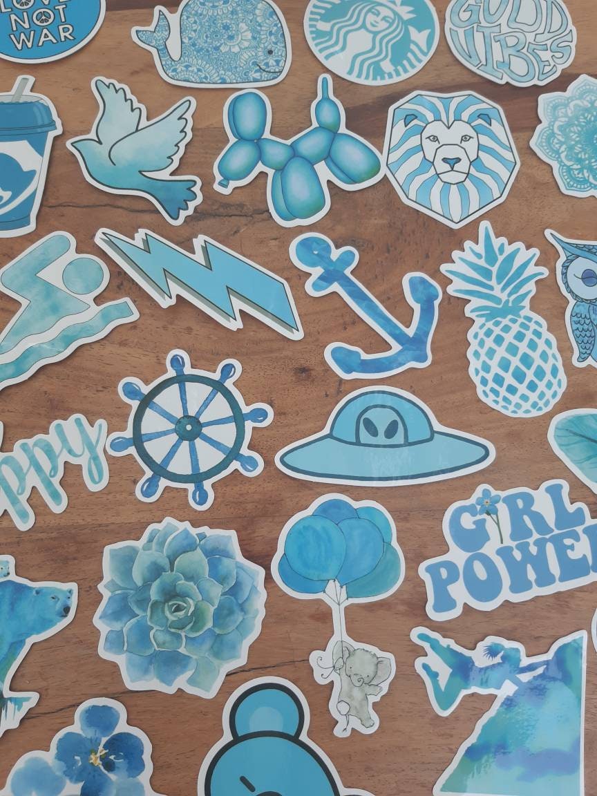 Blue Accessories/ Blue Scrapbook Stickers/ Sticker Bomb Pack / Etsy.de