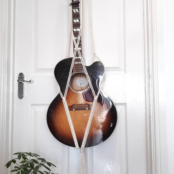 Guitar Holder /Macrame Guitar Hanger / Musical instrument accessories/ Guitar Stand / Instrument Holder / Guitar Decor/ Musical Gift / Mens