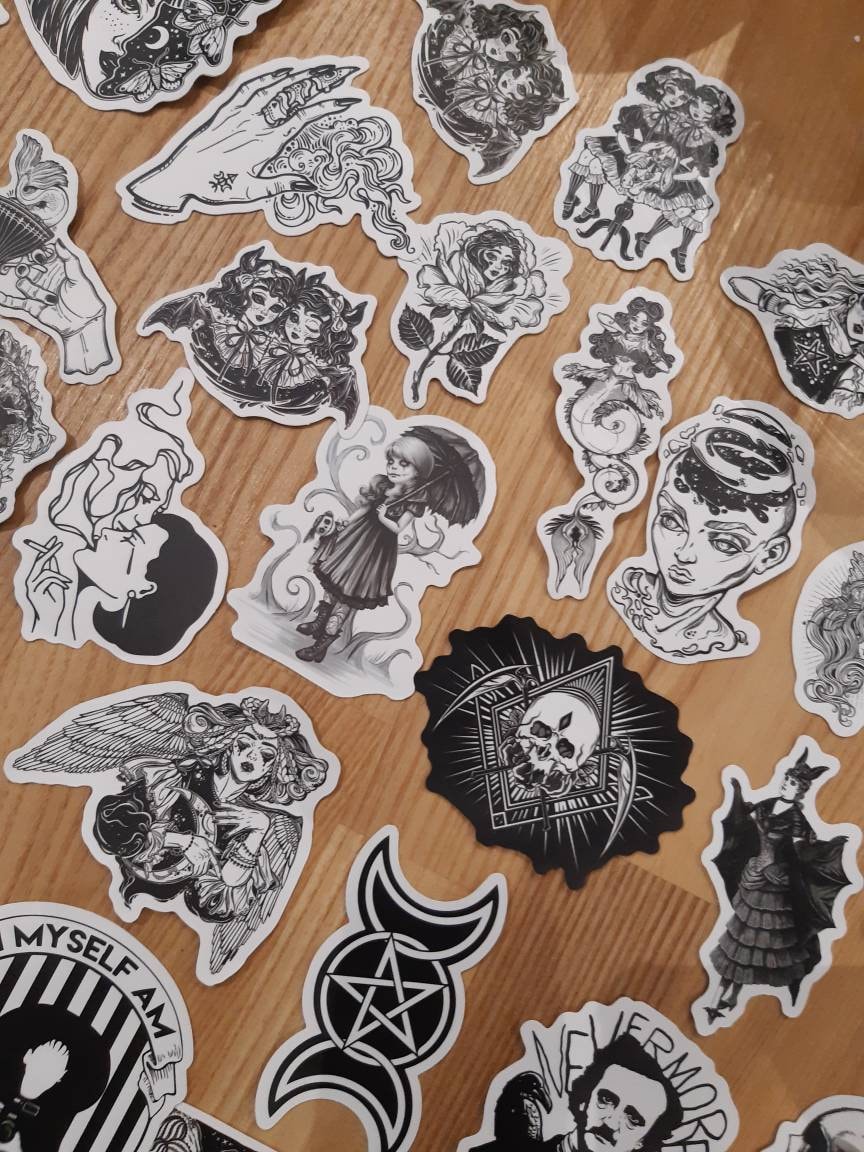 Matte Gothic Stickers / Goth Decor / Witchy Stickers / Dark | Etsy