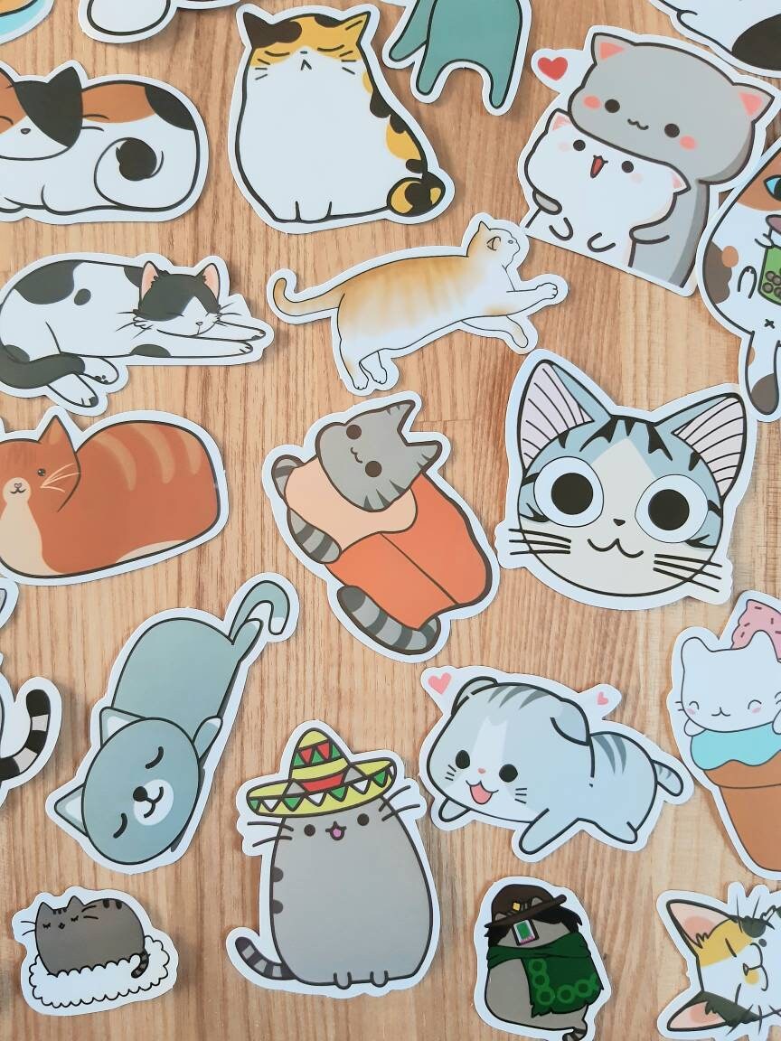 Cute Cat Stickers / Cat Laptop Stickers / Funny Cat Sticker / Etsy