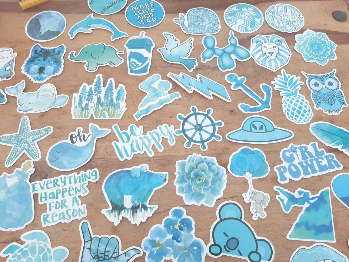 Blue Accessories/ Blue Scrapbook Stickers/ Sticker Bomb Pack / Etsy.de
