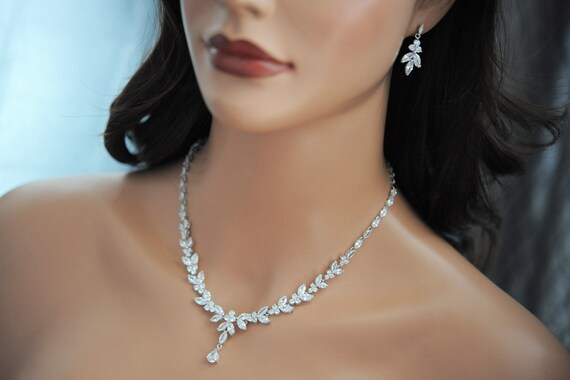 Bride Necklace \u0026 Earrings Silver Bridal 