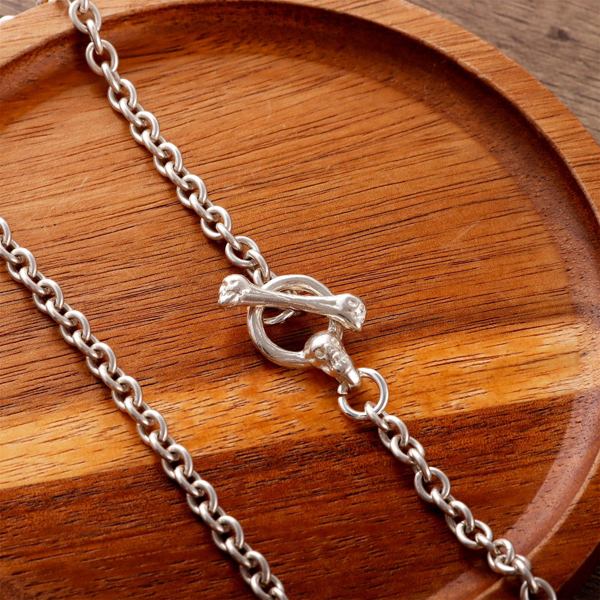 極太silver(Bone)Designネックレス Sterling Silver T Bone Necklace - Etsy