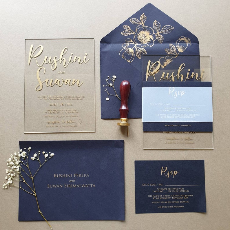 Acrylic Invitation With Envelope Etsy