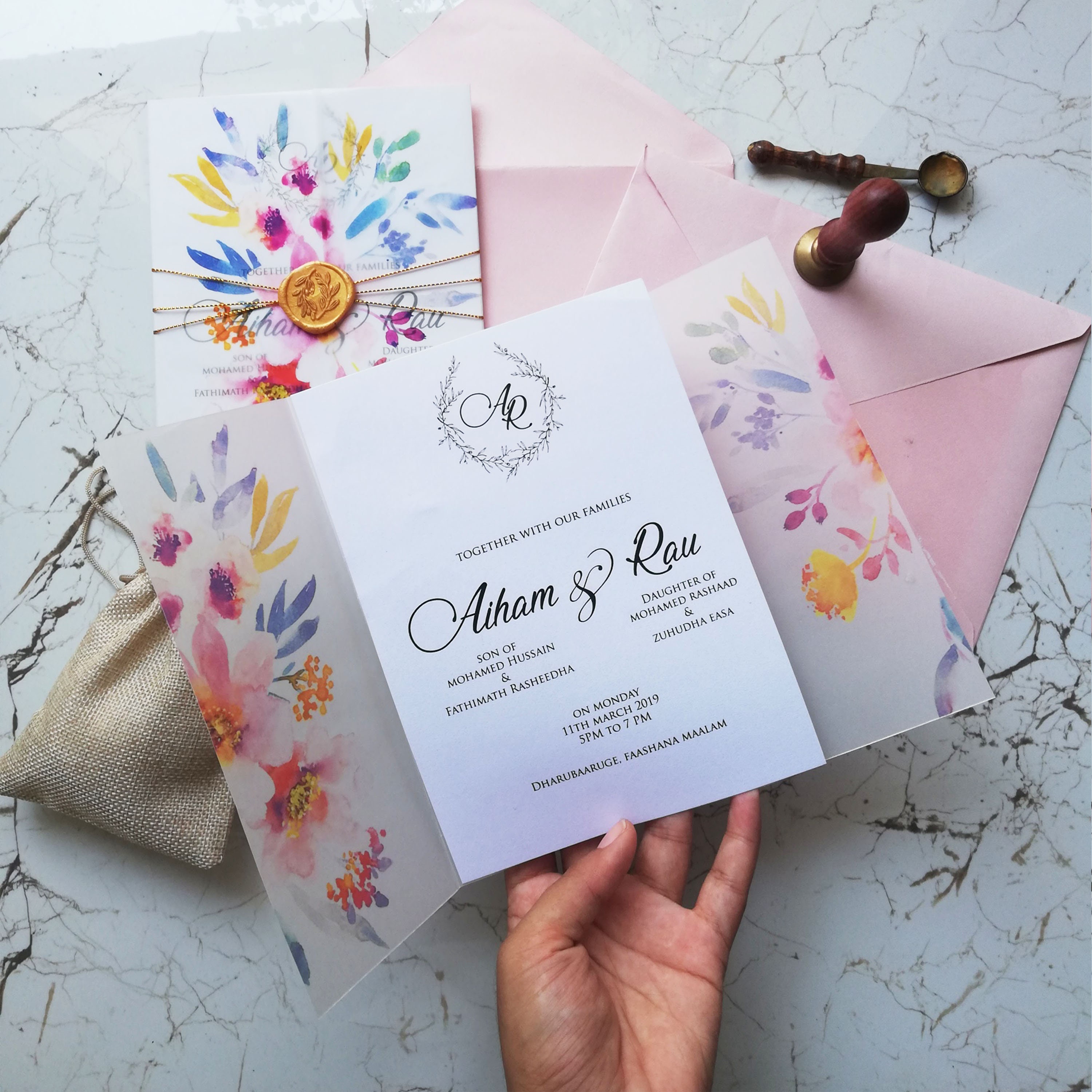 Vellum Sleeves Floral Invitation Logo Design for Summer Etsy
