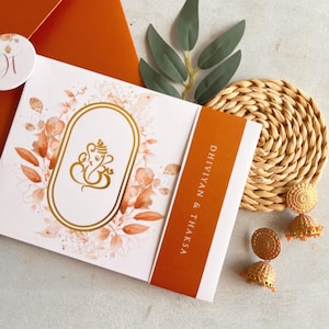 Faire-part Ganesha, faire-part de mariage hindou, mariage indien, mariage sri lankais, faire-part tamoul