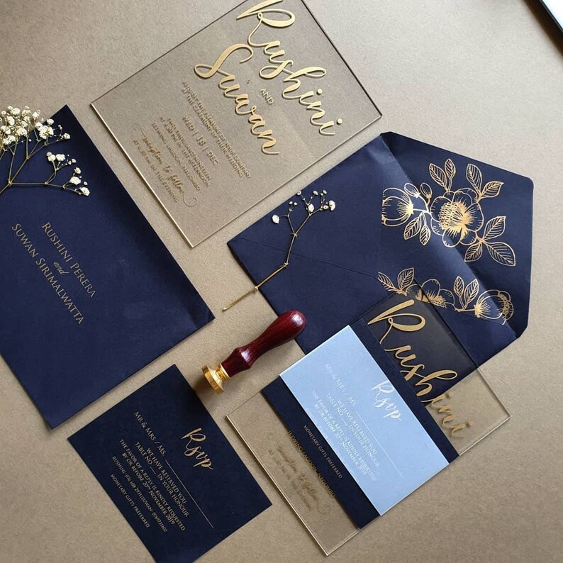Acrylic Invitation With Envelope Etsy