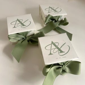 Boîte cadeau de mariage - Boîte à gâteau - Boîte cadeau de mariage - Boîtes sur mesure avec ruban bomboniere matrimonio vert sauge blanc vert vert foncé