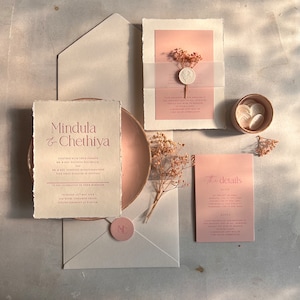 Hochzeitseinladungen mit Büttenrand - Letterpressed Einladung - handgerissene Kanten - Baumwollkarton - minimalistisches Design