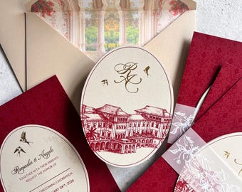 Elegant Regency Era Wedding Invitation | Vintage Arch Wedding Invite | Classic Palace Inspired Romantic Stationery
