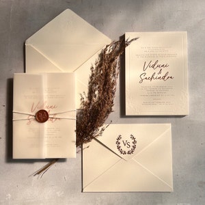 Letterpress Hochzeitseinladung-Baumwollkarton - Minimalistisch - Modern - Elfenbein Hochzeitseinladung