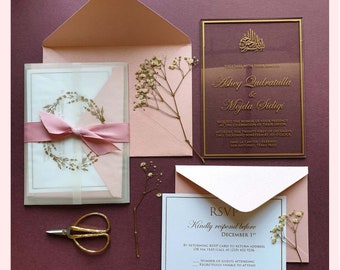 Blush & pink acrylic invitation set