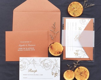 Acrylic invitation with Copper envelope