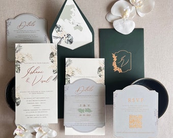 Destination Invitation/ Indonesia wedding / Travel wedding invitation / Bali wedding invitation/ sage green wedding invitation/ Indian