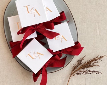Custom Wedding Favor Box: Personalized Ribbon, Foil Print