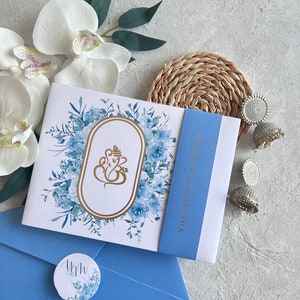 Ganesha Einladung/ Hindu Hochzeitseinladung/ Indische Hochzeit/Sri Lanka Hochzeit/ Tamil Einladung/ blau und gold