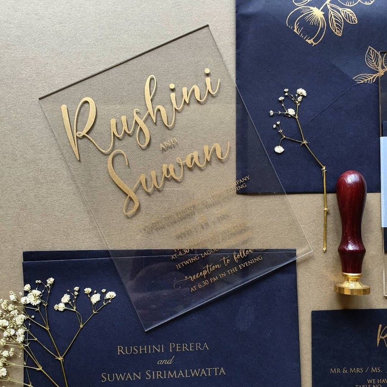 Acrylic Invitation With Envelope Etsy