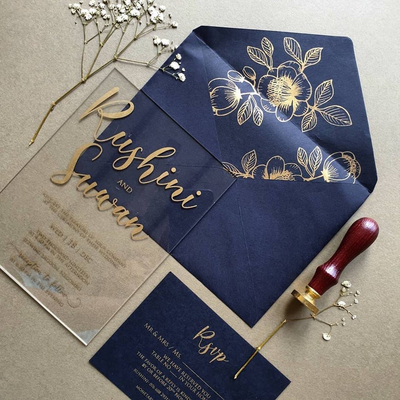 Acrylic Invitation With Envelope Etsy