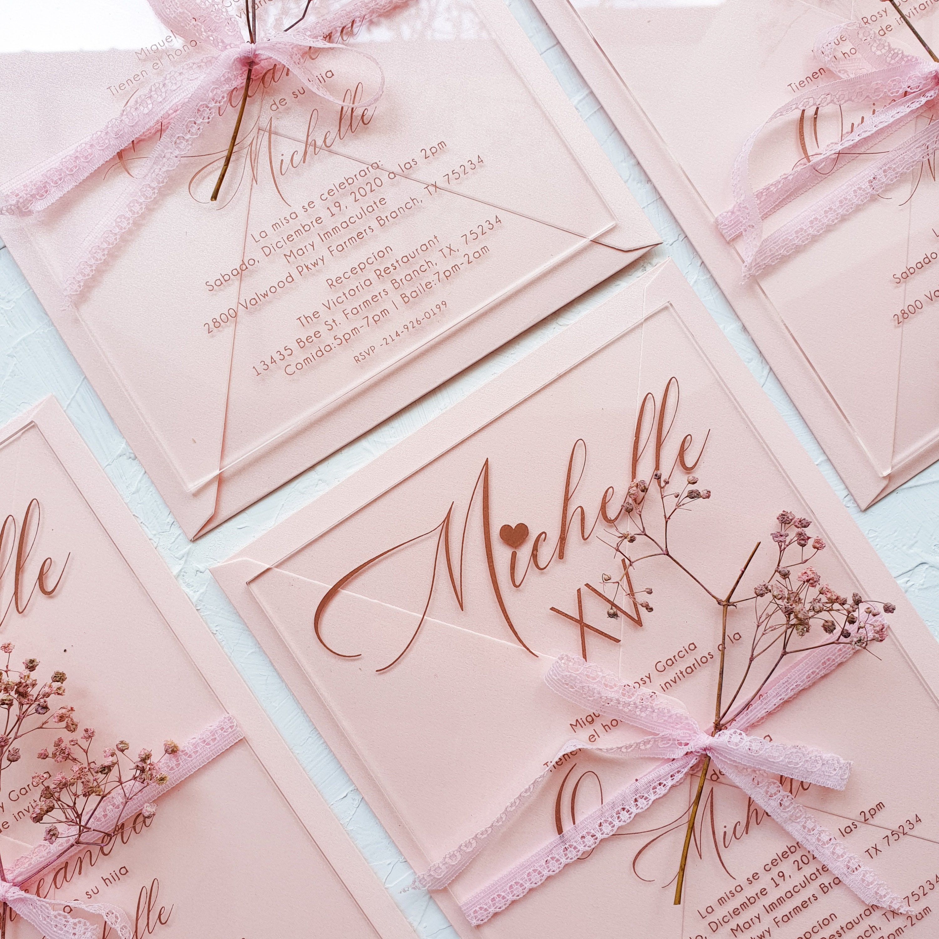 Quinceanera Acrylic Invitation Blush and Roasegold Etsy Australia