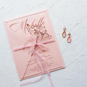 Quinceanera acrylic invitation blush and roasegold