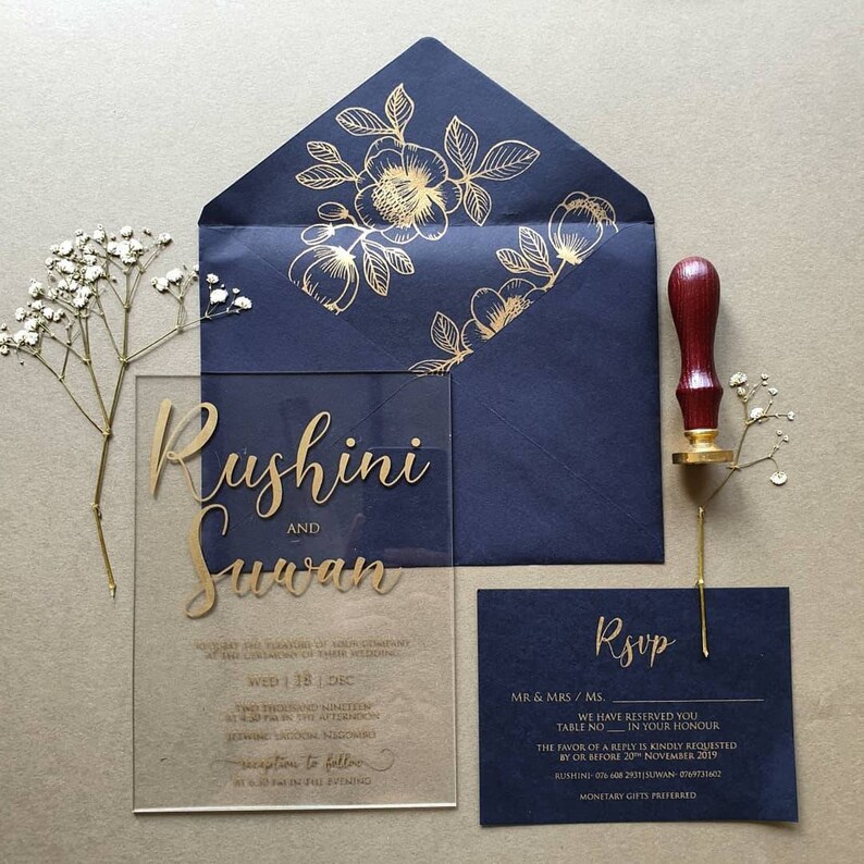 Acrylic Invitation With Envelope Etsy