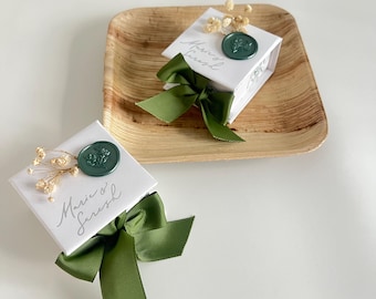 Custom Wedding Favor Box with Ribbon